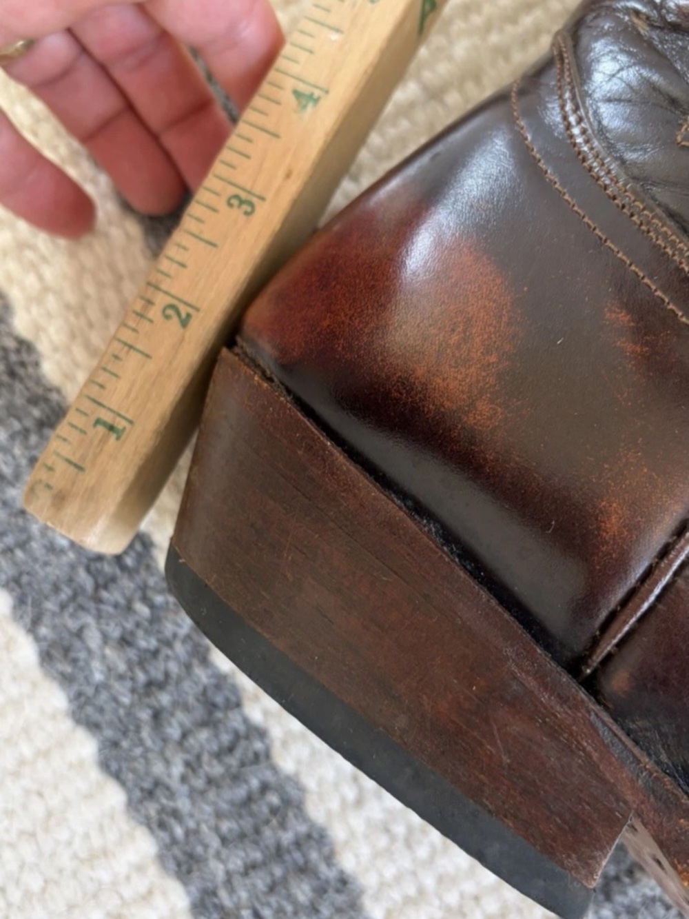 VTG Loblan Hand Made Brown Leather Cowboy Boots WesternWear Dress MEN’s 11 EU 45 - Picture 8 of 9